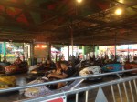 View of bumper cars - waiting in line.