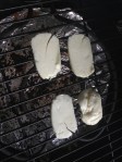Halloumi just placed on the grill (~300 degrees)