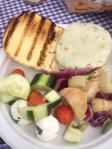 Cheesburger with fresh salads.  Nice grill marks on the bun too!